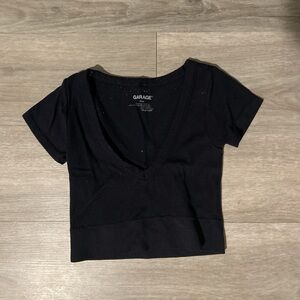 Garage Black Ribbed Crop Top